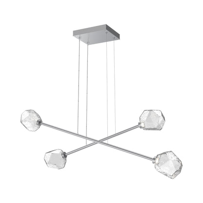Gem Double Moda Linear LED Chandelier in Classic Silver/Clear Blown Glass.