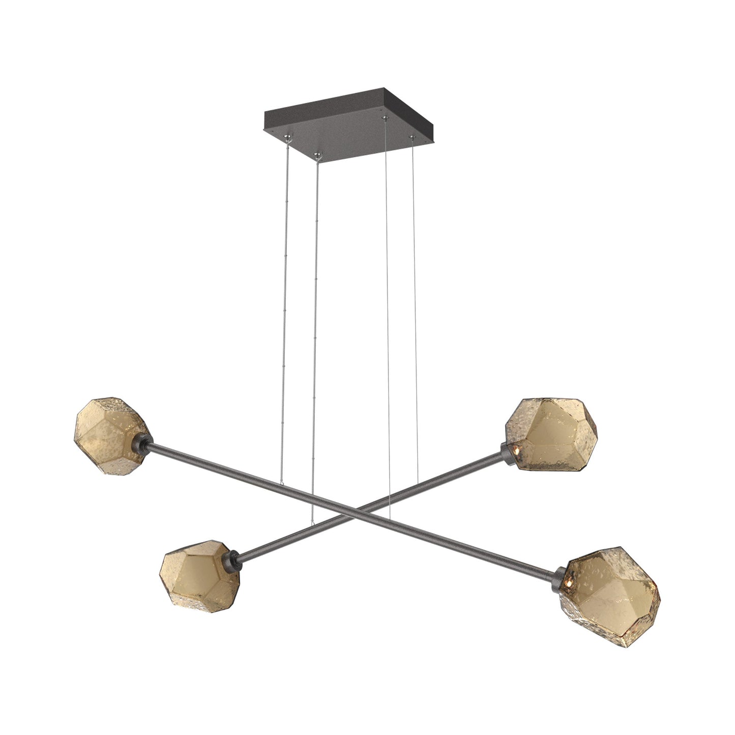 Gem Double Moda Linear LED Chandelier in Graphite/Bronze Blown Glass.