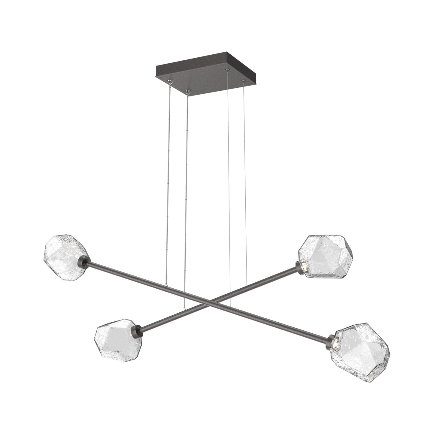 Gem Double Moda Linear LED Chandelier in Graphite/Clear Blown Glass.