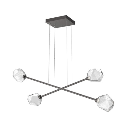 Gem Double Moda Linear LED Chandelier in Graphite/Clear Blown Glass.