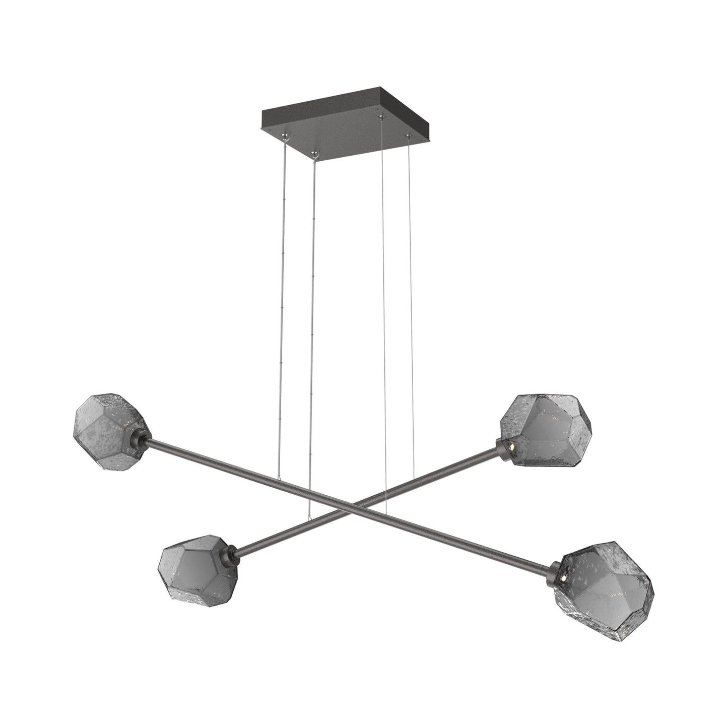 Gem Double Moda Linear LED Chandelier in Graphite/Smoke Blown Glass.