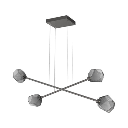 Gem Double Moda Linear LED Chandelier in Graphite/Smoke Blown Glass.