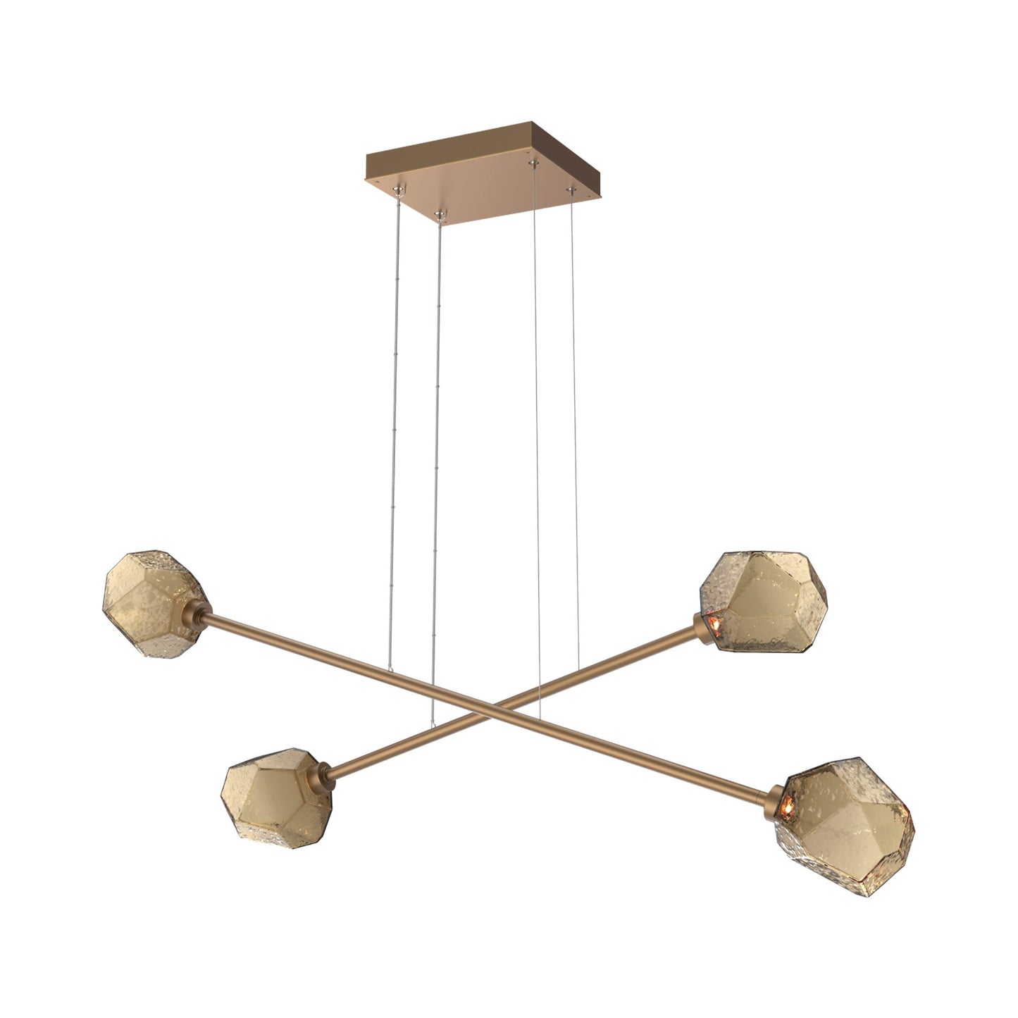 Gem Double Moda Linear LED Chandelier in Novel Brass/Bronze Blown Glass.