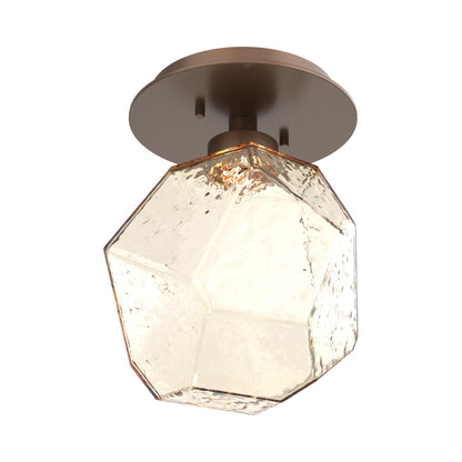 Gem LED Ceiling / Wall Light in Burnished Bronze/Amber Blown Glass.