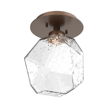 Gem LED Ceiling / Wall Light in Burnished Bronze/Clear Blown Glass.