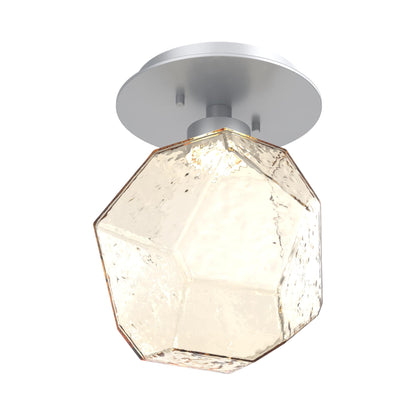 Gem LED Ceiling / Wall Light in Classic Silver/Amber Blown Glass.