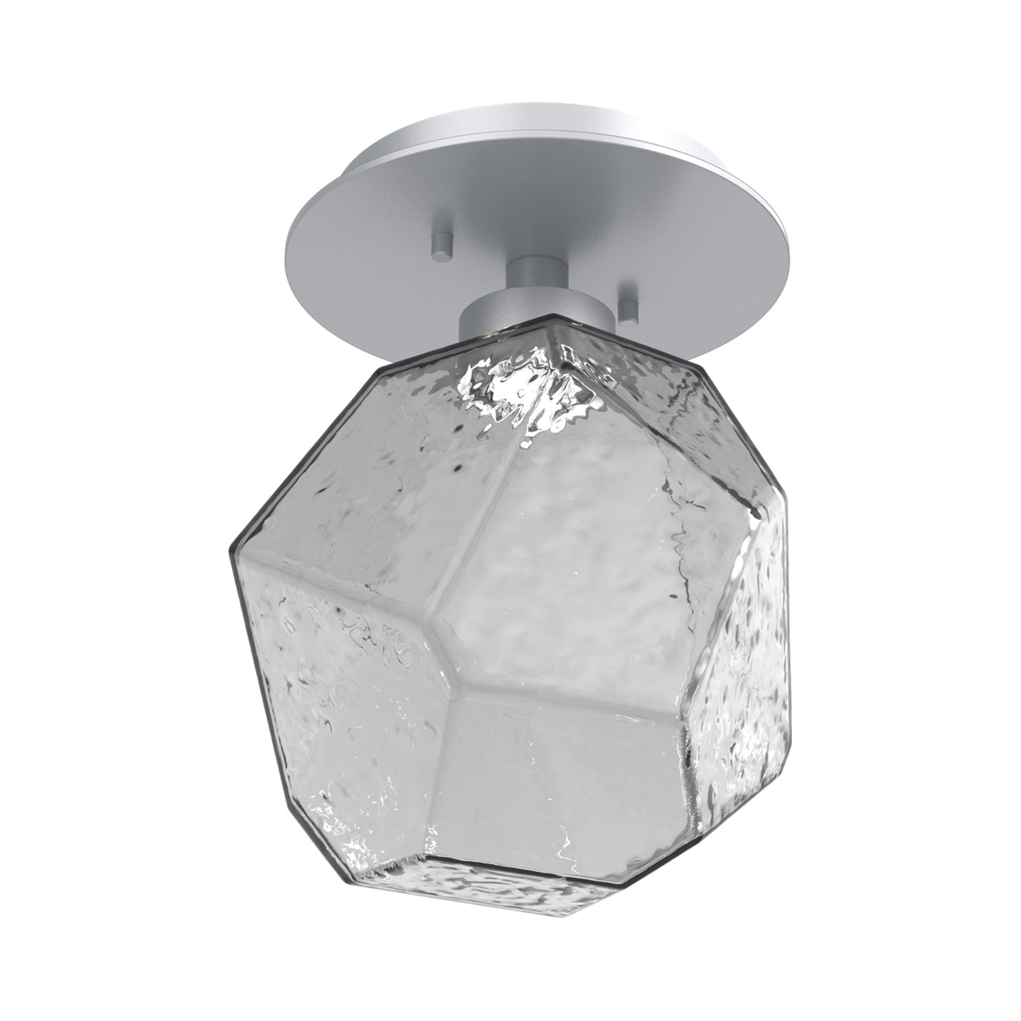 Gem LED Ceiling / Wall Light in Classic Silver/Smoke Blown Glass.