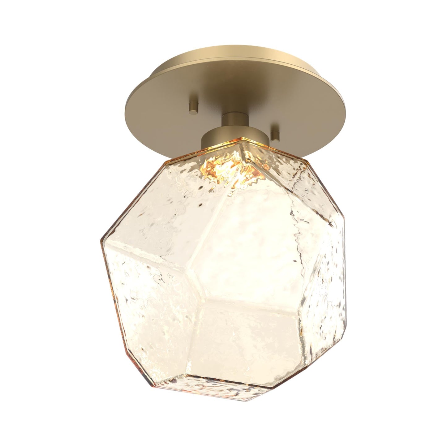 Gem LED Ceiling / Wall Light in Gilded Brass/Amber Blown Glass.