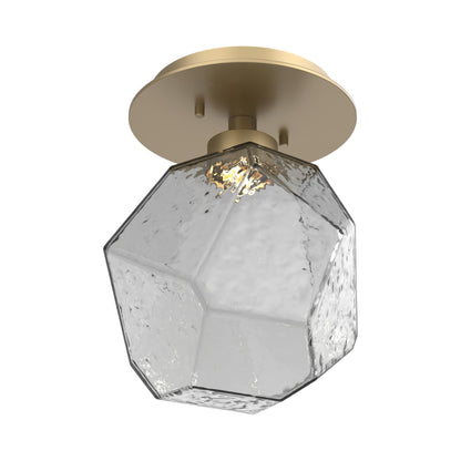 Gem LED Ceiling / Wall Light in Gilded Brass/Smoke Blown Glass.
