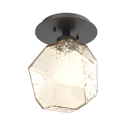 Gem LED Ceiling / Wall Light in Graphite/Amber Blown Glass.