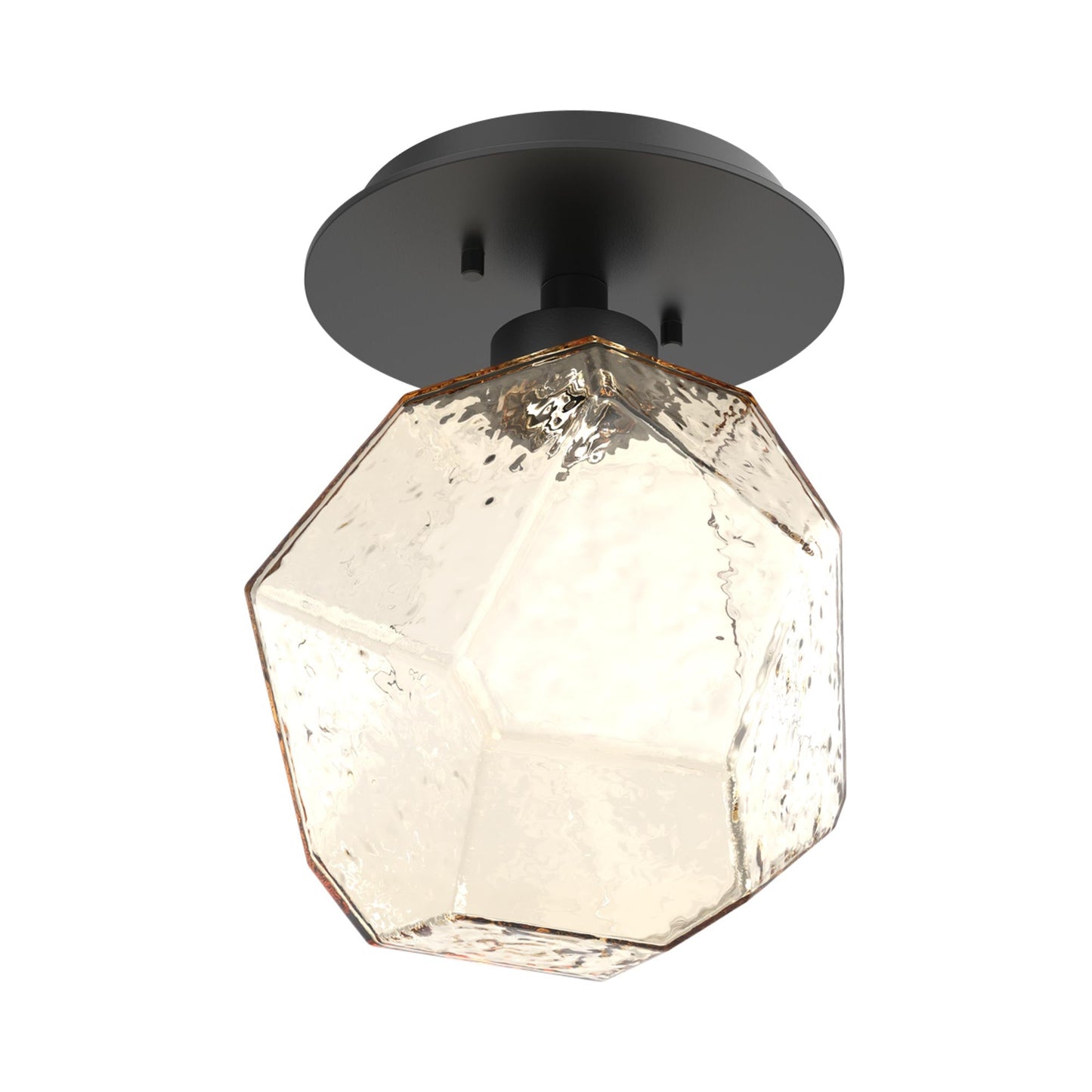 Gem LED Ceiling / Wall Light in Matte Black/Amber Blown Glass.