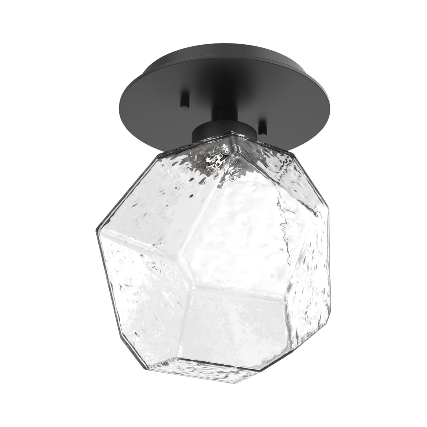 Gem LED Ceiling / Wall Light in Matte Black/Clear Blown Glass.