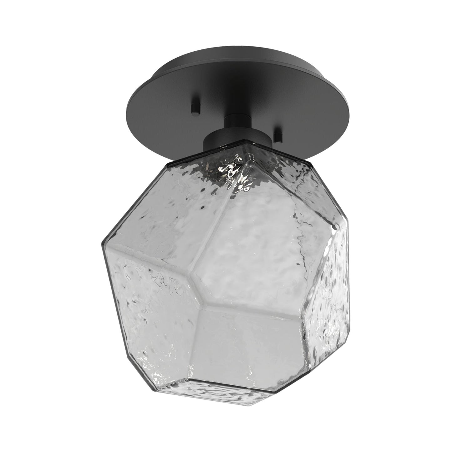 Gem LED Ceiling / Wall Light in Matte Black/Smoke Blown Glass.