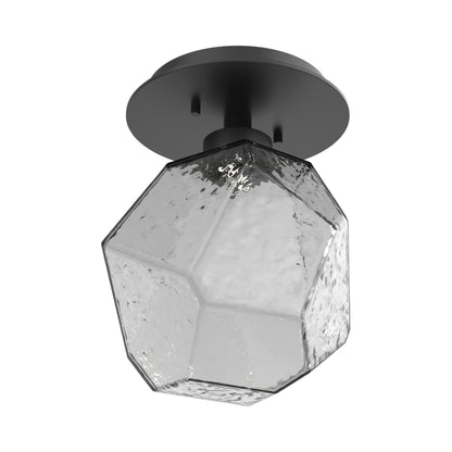 Gem LED Ceiling / Wall Light in Matte Black/Smoke Blown Glass.