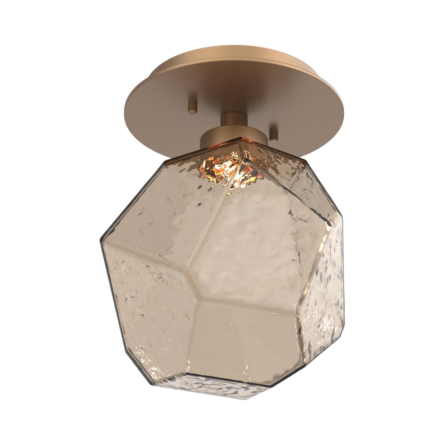 Gem LED Ceiling / Wall Light in Novel Brass/Bronze Blown Glass.