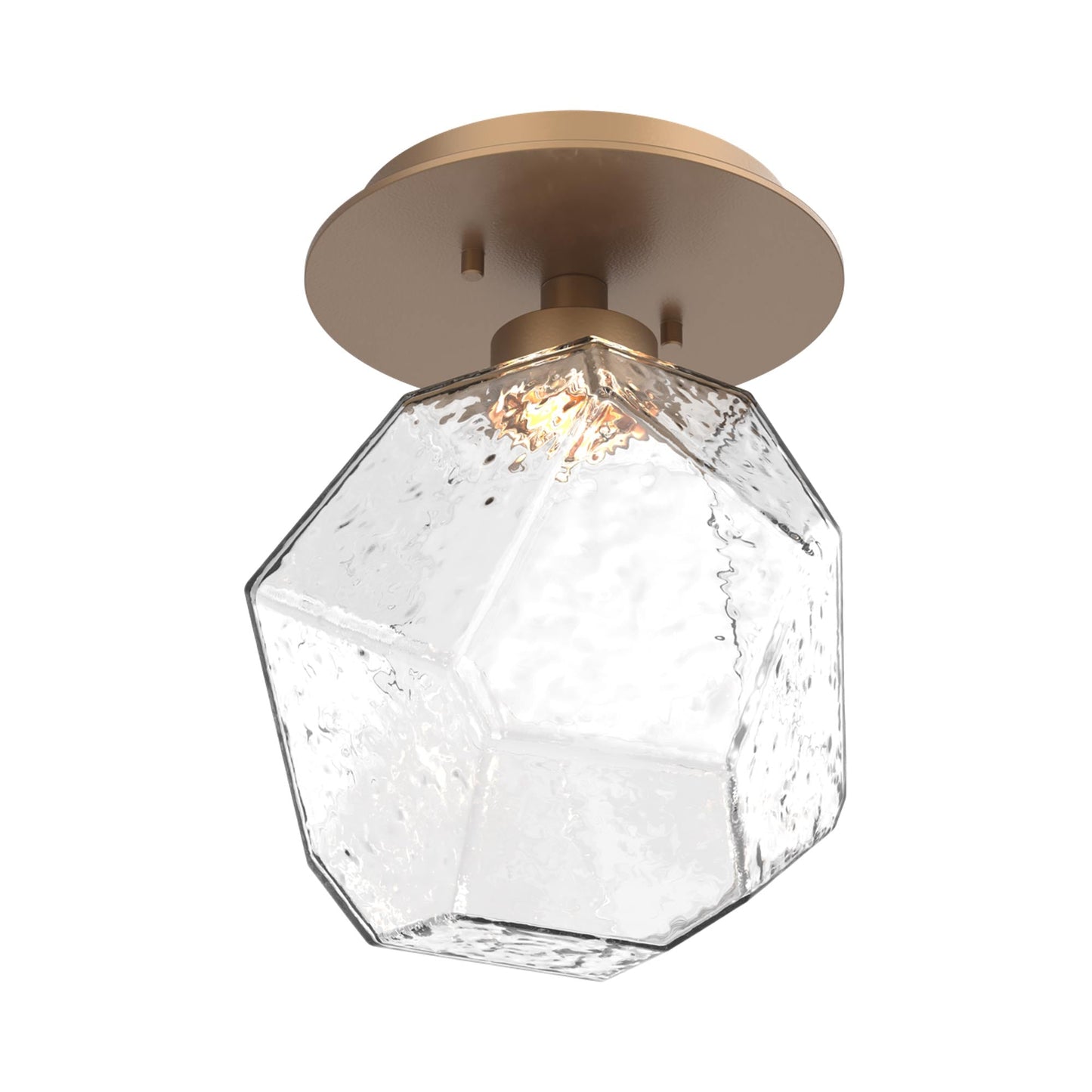 Gem LED Ceiling / Wall Light in Novel Brass/Clear Blown Glass.