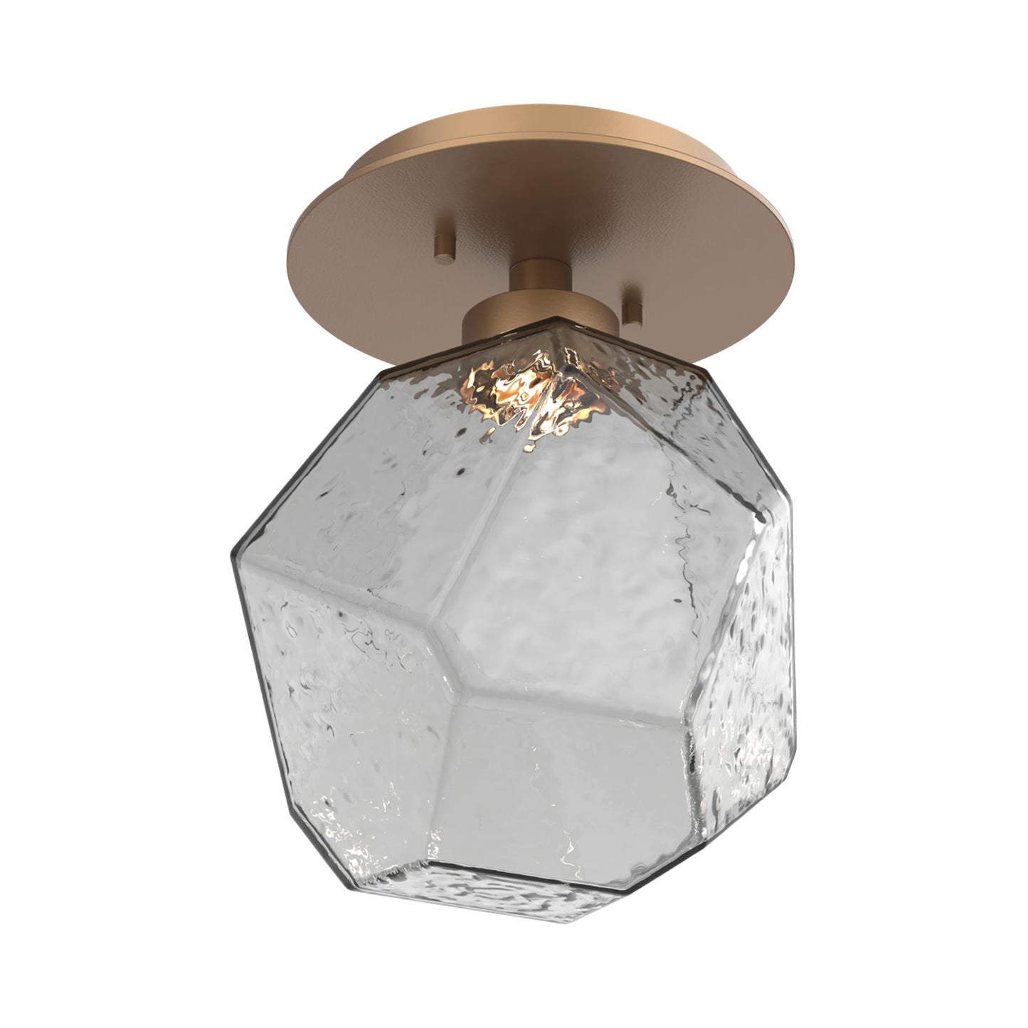 Gem LED Ceiling / Wall Light in Novel Brass/Smoke Blown Glass.