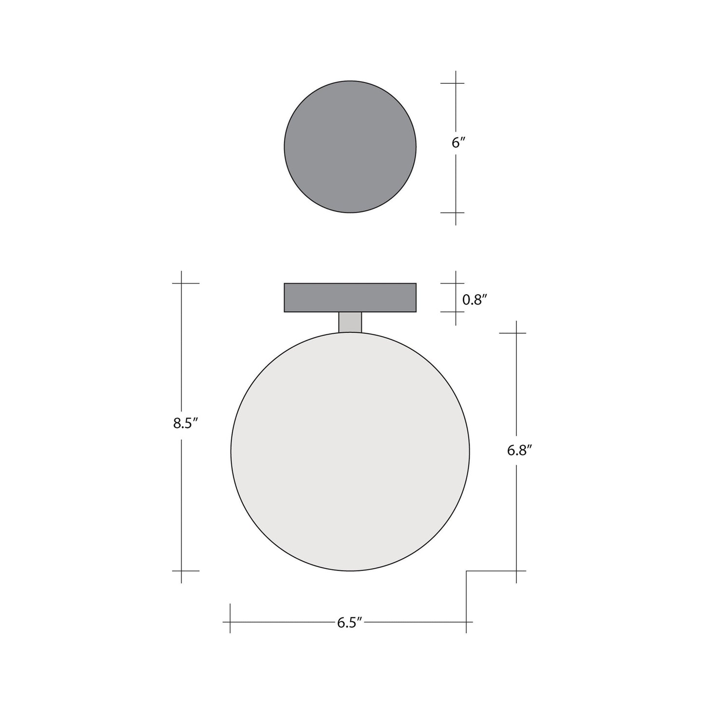 Gem LED Ceiling / Wall Light - line drawing.