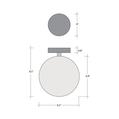 Gem LED Ceiling / Wall Light - line drawing.