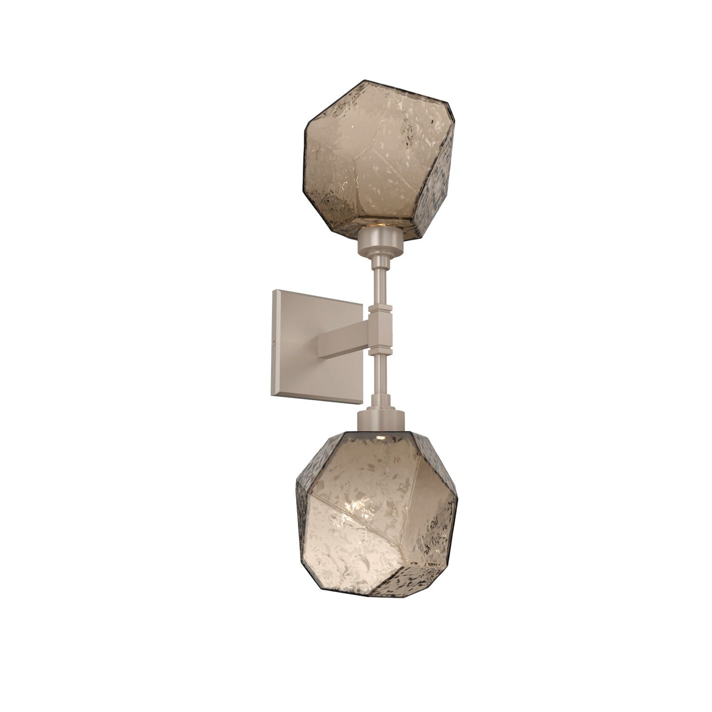 Gem LED Double Wall Light in Beige Silver/Bronze Blown Glass.