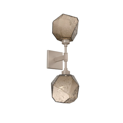 Gem LED Double Wall Light in Beige Silver/Bronze Blown Glass.