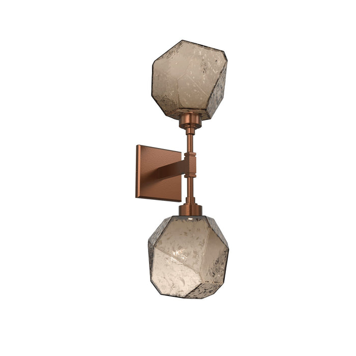 Gem LED Double Wall Light in Burnished Bronze/Bronze Blown Glass.