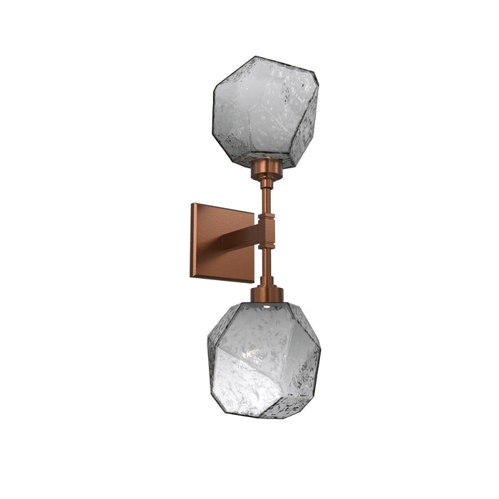 Gem LED Double Wall Light in Burnished Bronze/Smoke Blown Glass.