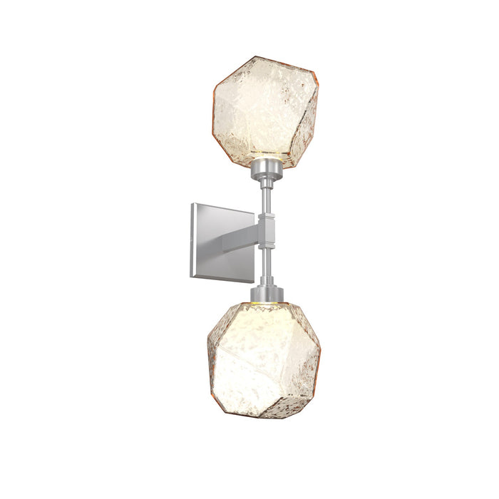 Gem LED Double Wall Light in Classic Silver/Amber Blown Glass.