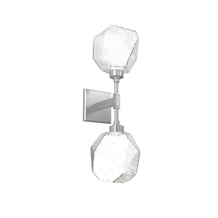 Gem LED Double Wall Light in Classic Silver/Clear Blown Glass.