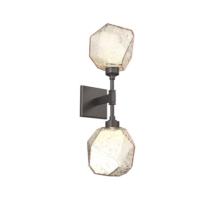 Gem LED Double Wall Light in Graphite/Amber Blown Glass.
