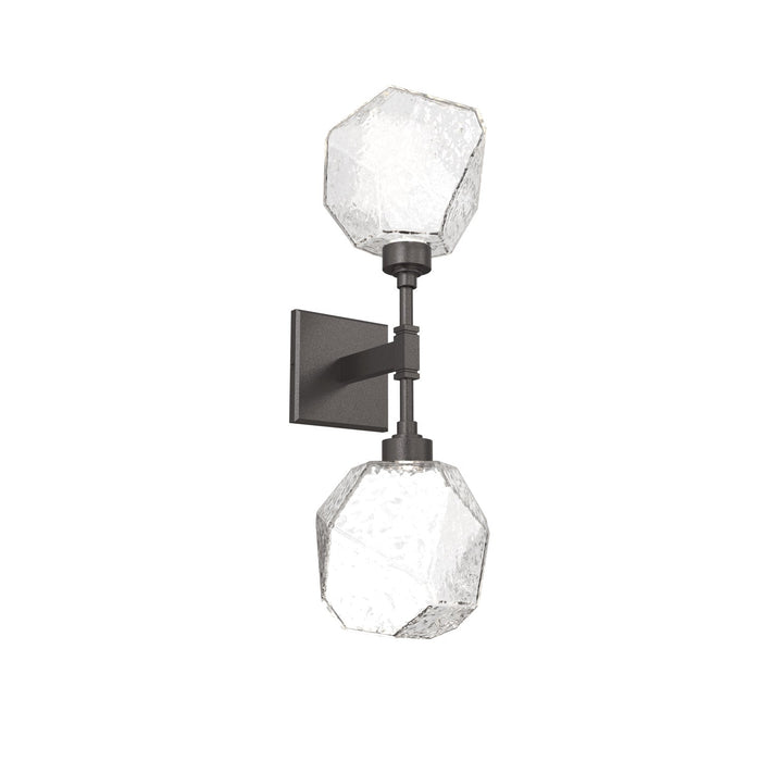 Gem LED Double Wall Light in Graphite/Clear Blown Glass.