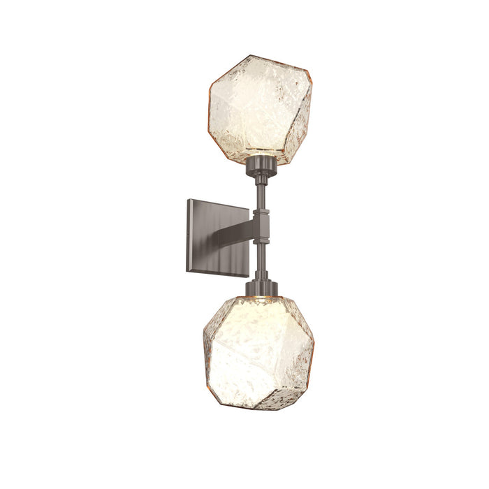 Gem LED Double Wall Light in Gunmetal/Translucent/Amber Blown Glass.