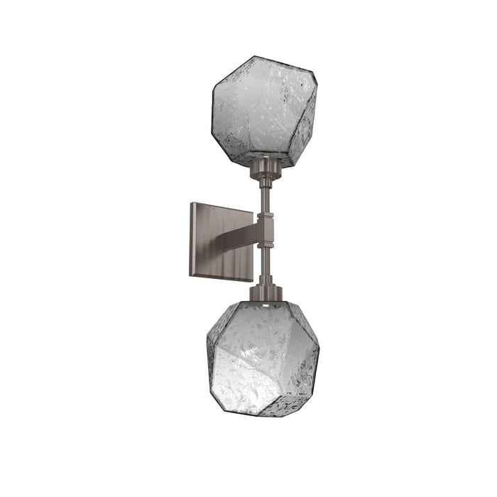 Gem LED Double Wall Light in Gunmetal/Translucent/Smoke Blown Glass.
