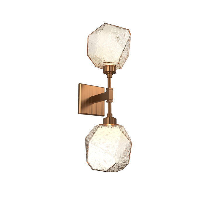 Gem LED Double Wall Light in Oil Rubbed Bronze/Translucent/Amber Blown Glass.
