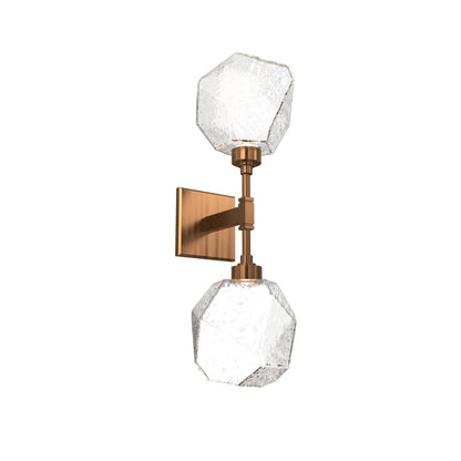 Gem LED Double Wall Light in Oil Rubbed Bronze/Translucent/Clear Blown Glass.