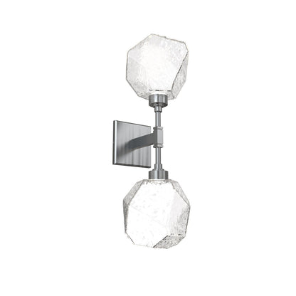 Gem LED Double Wall Light in Satin Nickel/Translucent/Clear Blown Glass.