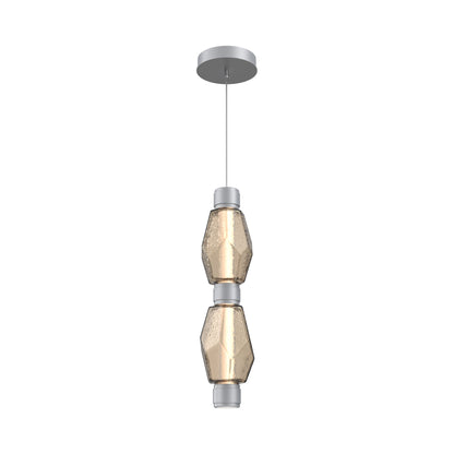 Gem Mandrel Double LED Pendant Light in Classic Silver/Bronze Blown Glass.