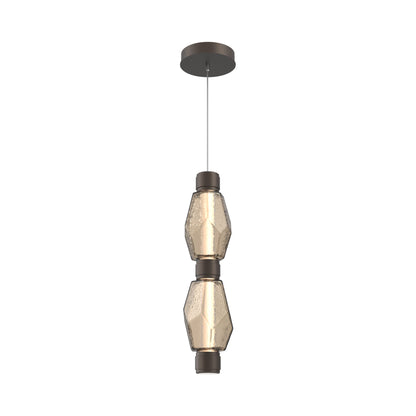 Gem Mandrel Double LED Pendant Light in Flat Bronze/Bronze Blown Glass.