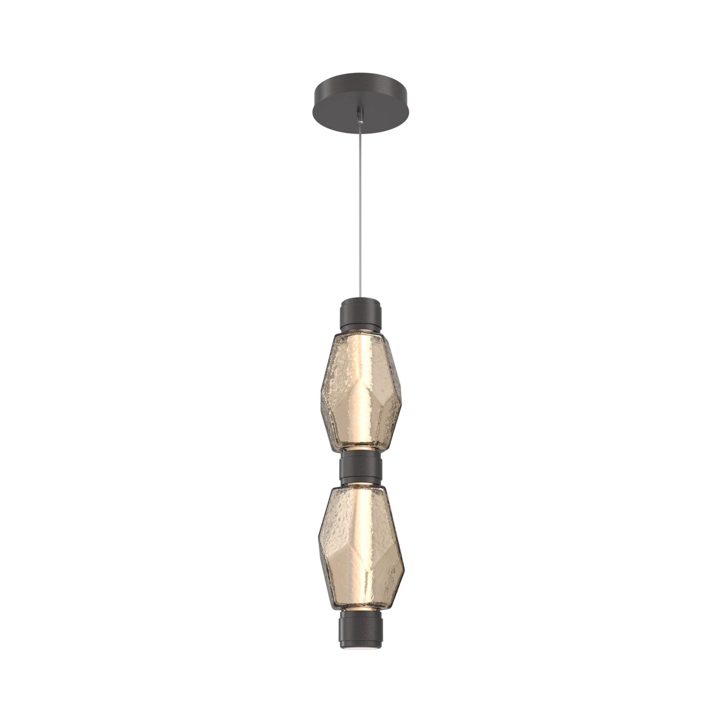 Gem Mandrel Double LED Pendant Light in Graphite/Bronze Blown Glass.