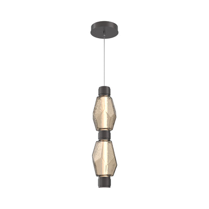 Gem Mandrel Double LED Pendant Light in Graphite/Bronze Blown Glass.