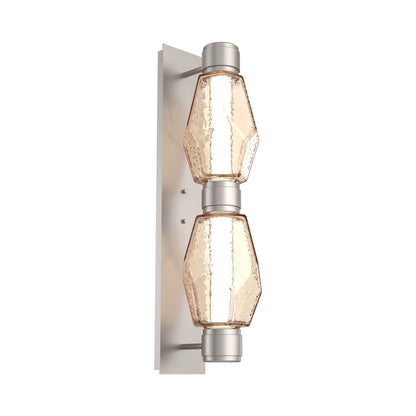 Gem Mandrel Double LED Wall Light in Beige Silver/Amber Blown Glass (Metal In Matching Finish).