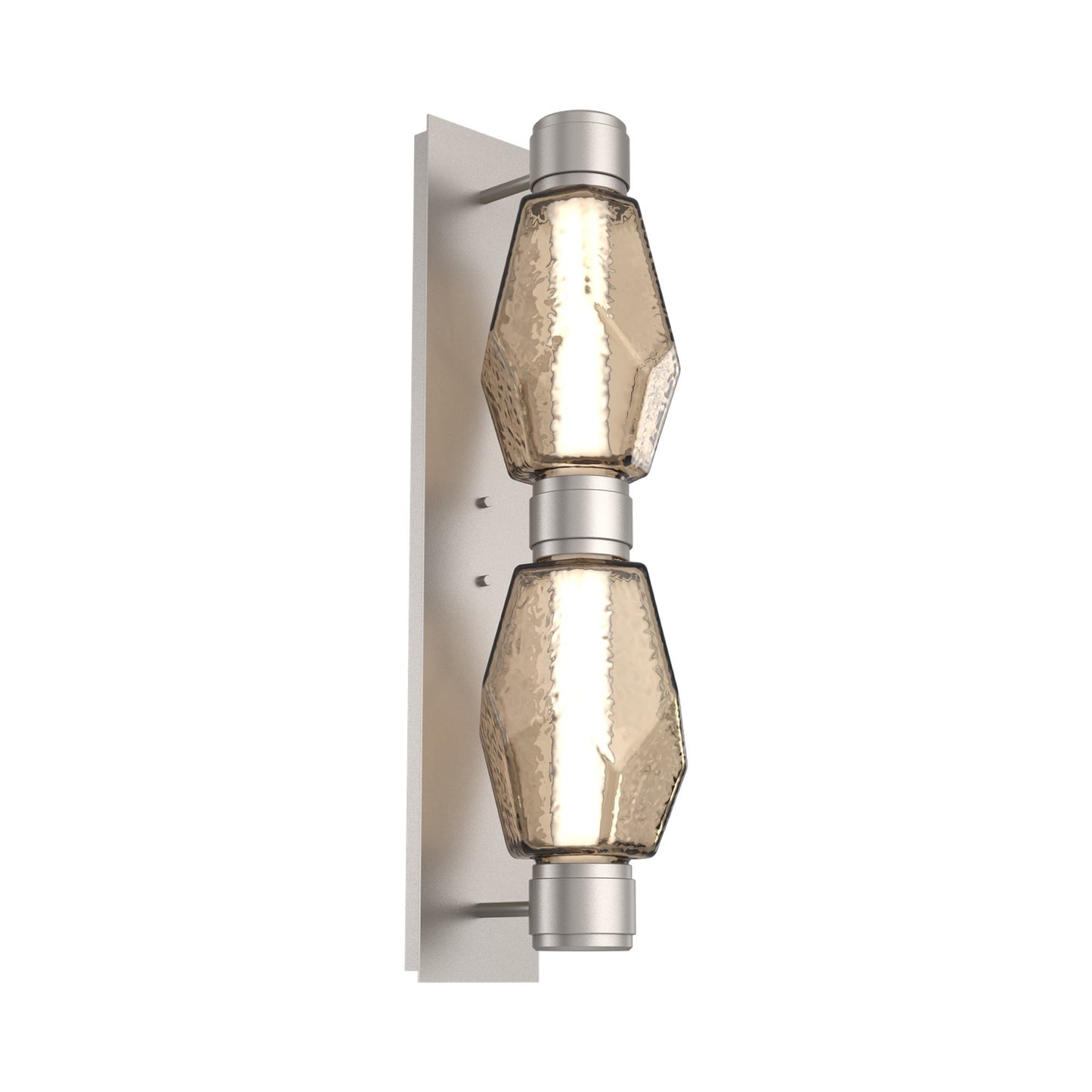 Gem Mandrel Double LED Wall Light in Beige Silver/Bronze Blown Glass (White Metal).