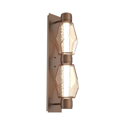 Gem Mandrel Double LED Wall Light in Burnished Bronze/Amber Blown Glass (Black Metal).