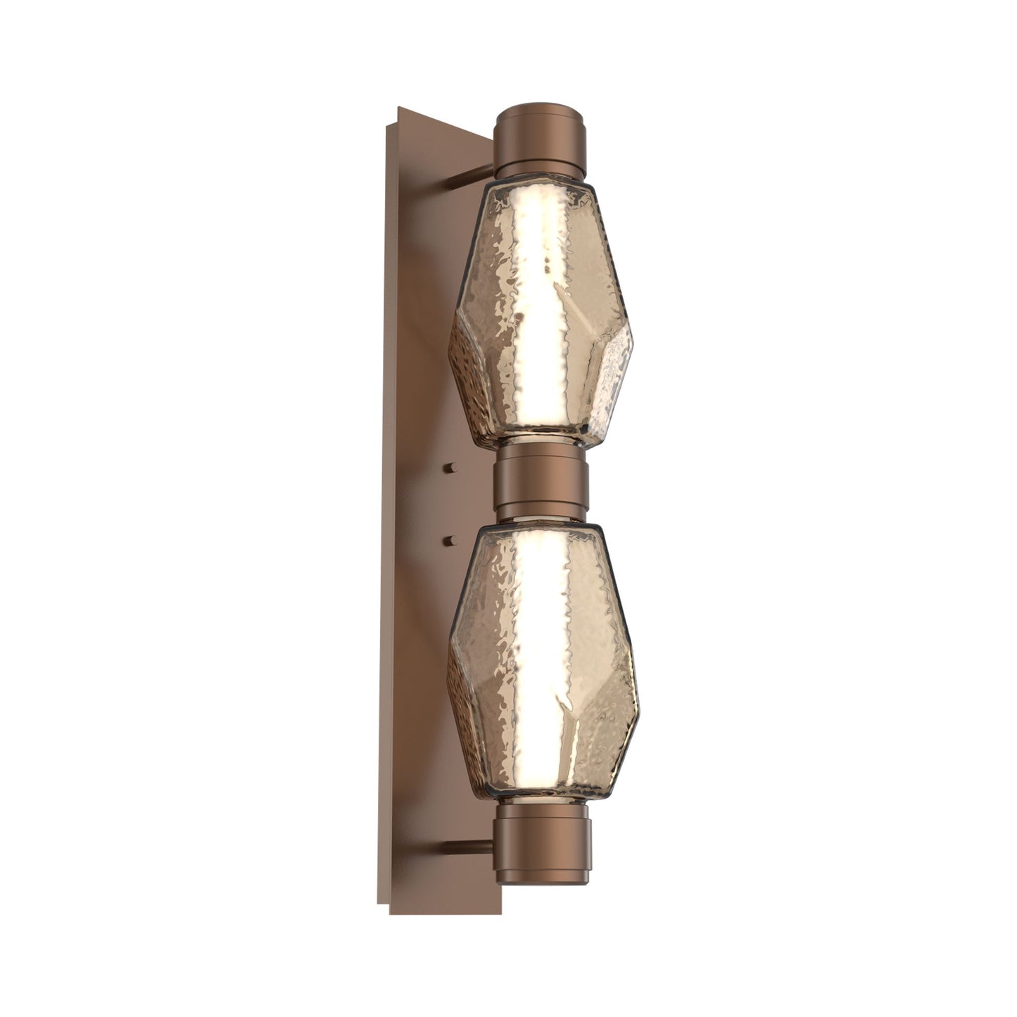 Gem Mandrel Double LED Wall Light in Burnished Bronze/Bronze Blown Glass (Metal In Matching Finish).