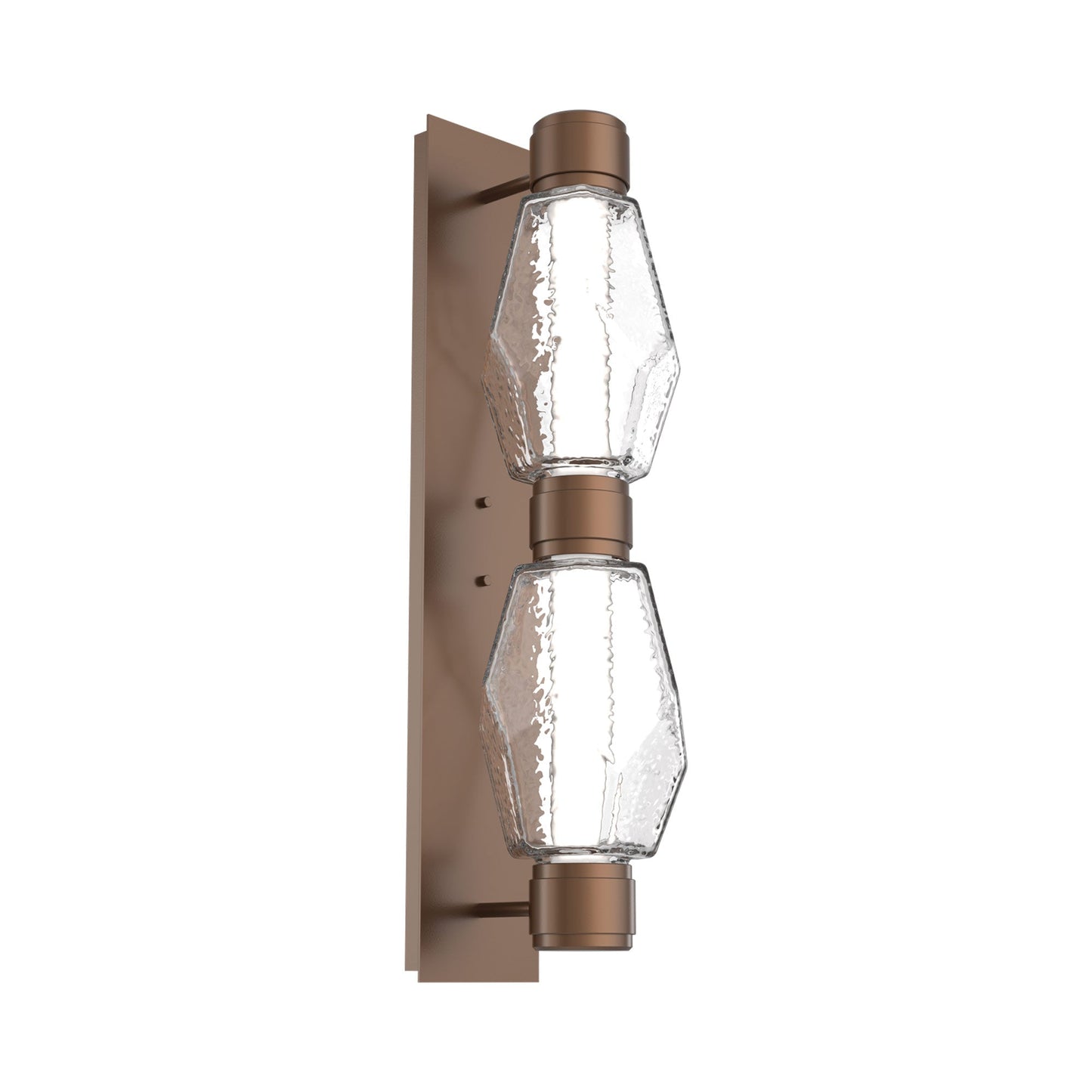 Gem Mandrel Double LED Wall Light in Burnished Bronze/Clear Blown Glass (White Metal).
