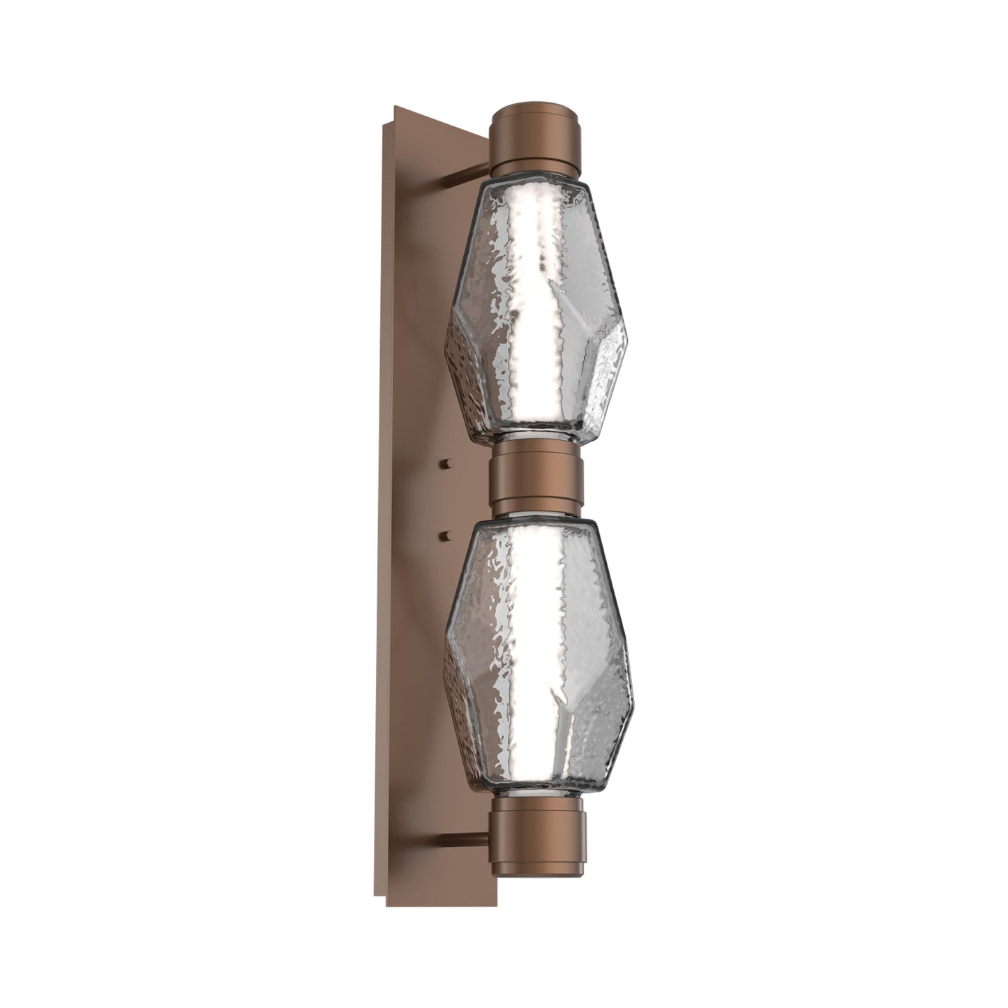 Gem Mandrel Double LED Wall Light in Burnished Bronze/Smoke Blown Glass (Black Metal).
