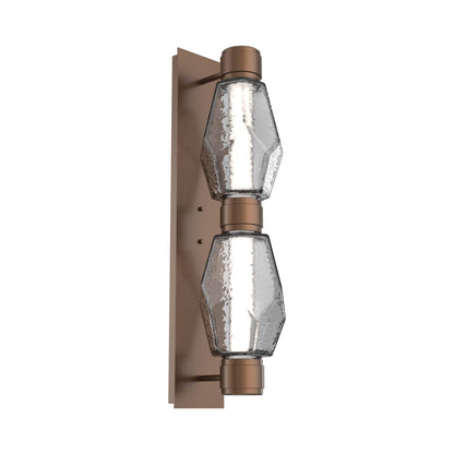 Gem Mandrel Double LED Wall Light in Burnished Bronze/Smoke Blown Glass (Black Metal).