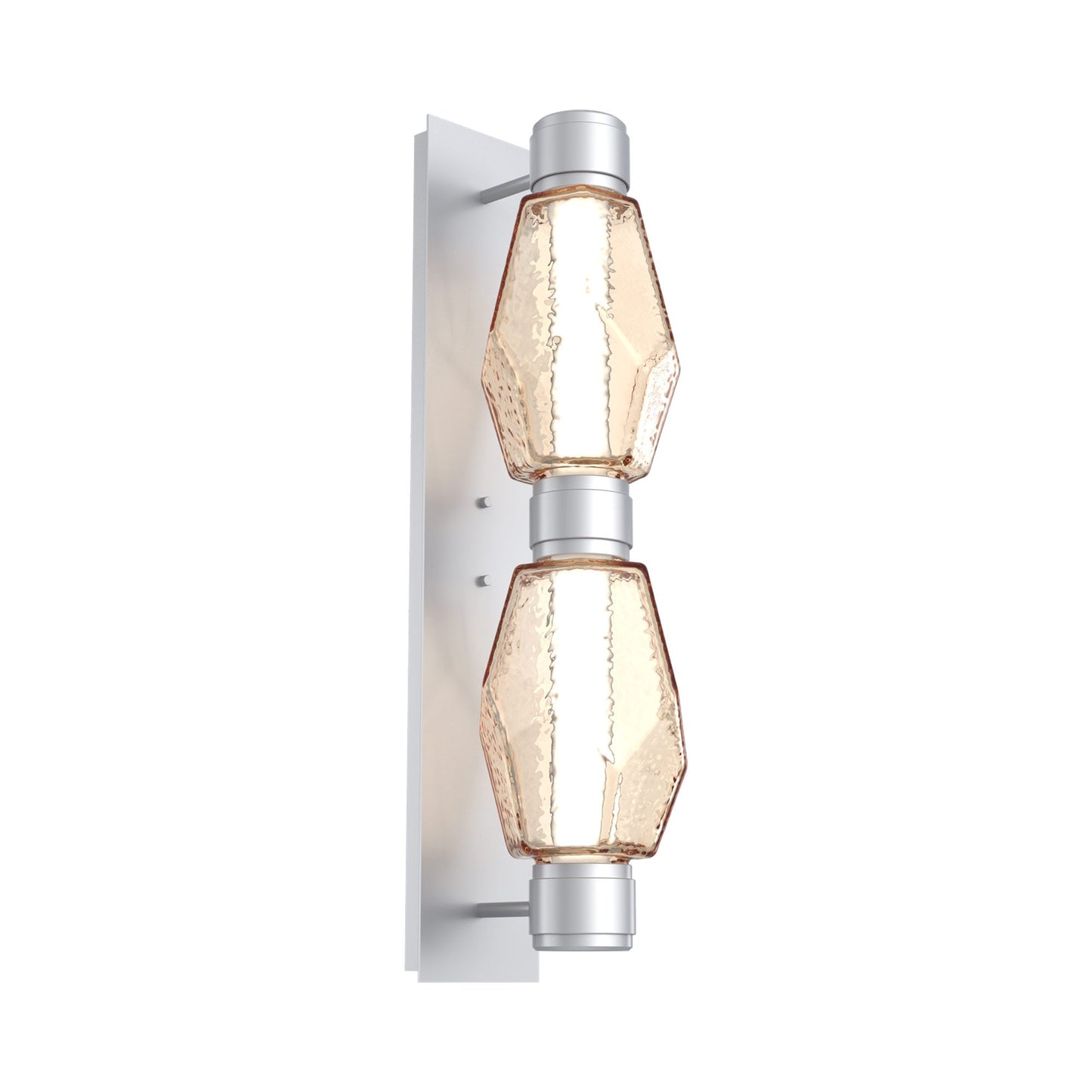 Gem Mandrel Double LED Wall Light in Classic Silver/Amber Blown Glass (Black Metal).