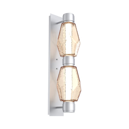 Gem Mandrel Double LED Wall Light in Classic Silver/Amber Blown Glass (Black Metal).