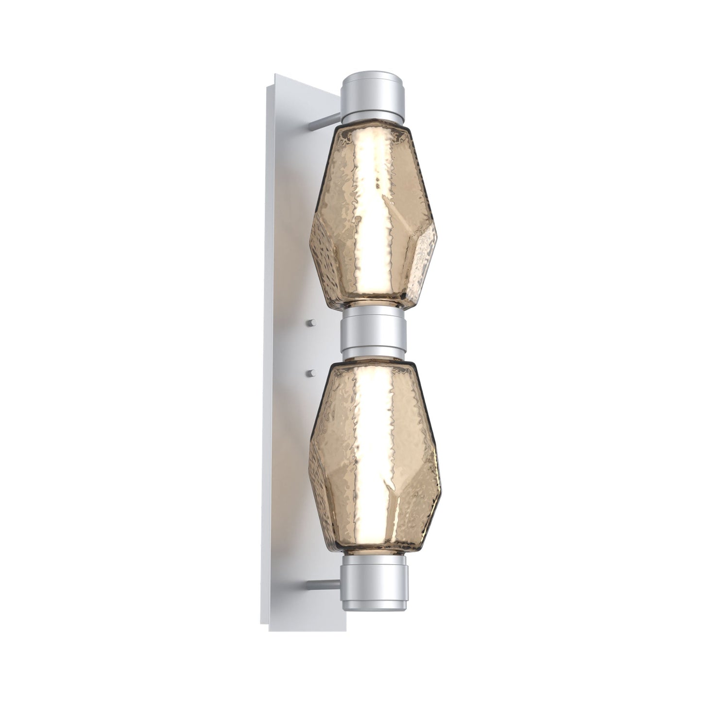 Gem Mandrel Double LED Wall Light in Classic Silver/Bronze Blown Glass (Metal In Matching Finish).